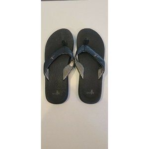 SANUK Yoga Sling Slinger Flip Flops Thong Sandals brown gingham check size 7